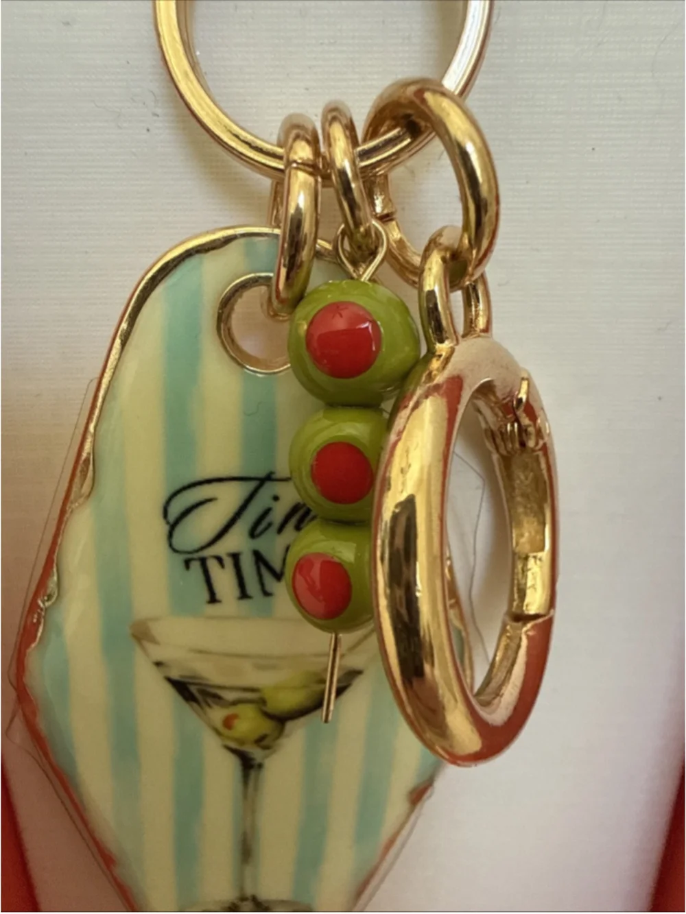 Piper K Key Chain Tini Time Martini Glass Handbag Purse Keychain Bag Charm Bling